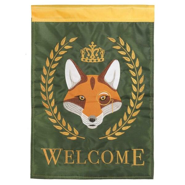 Recinto 13 x 18 in. Fox Crown Welcome Applique Garden Flag RE3458092